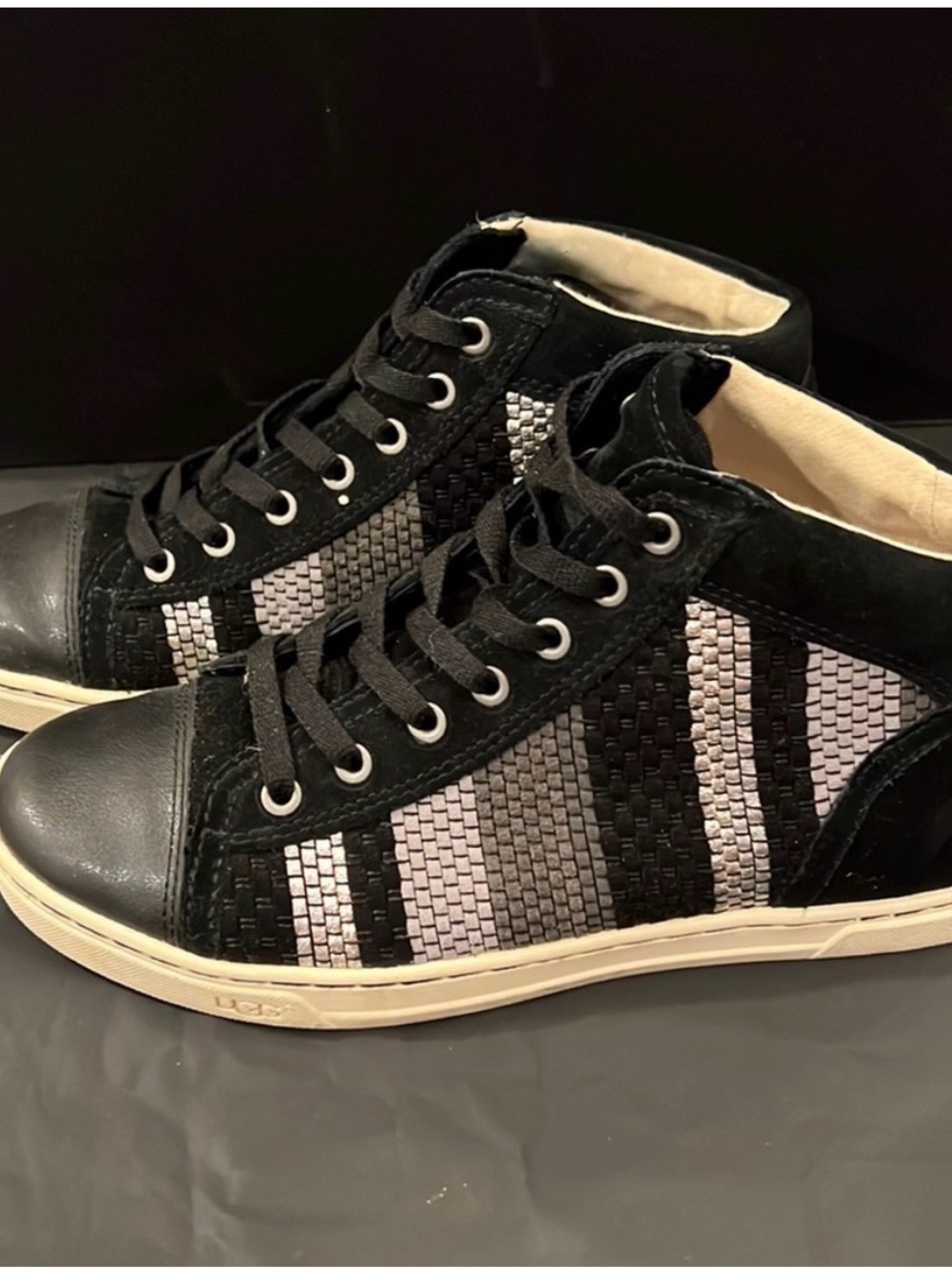 UGG Black and Cream Lace-Up High-Top Sneaker